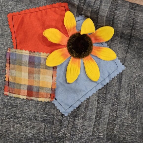 Womens Juniors XL Sexy‎ Scarecrow Denim Dress Overalls Jumper Bibs Patches - Picture 4 of 11